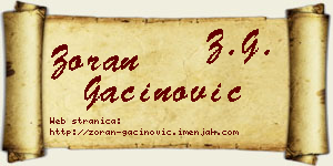 Zoran Gaćinović vizit kartica
